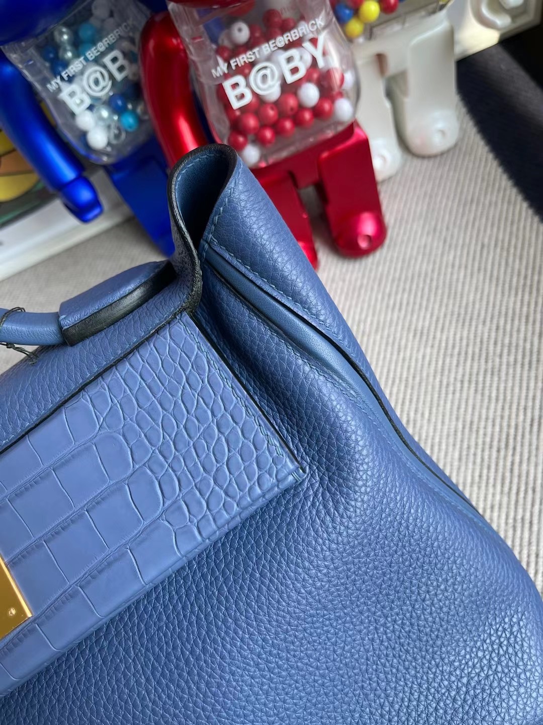 Hermes Kelly 24/24 29 Touch 7E blue Brighton Maurice 拼 霧面美洲鱷魚