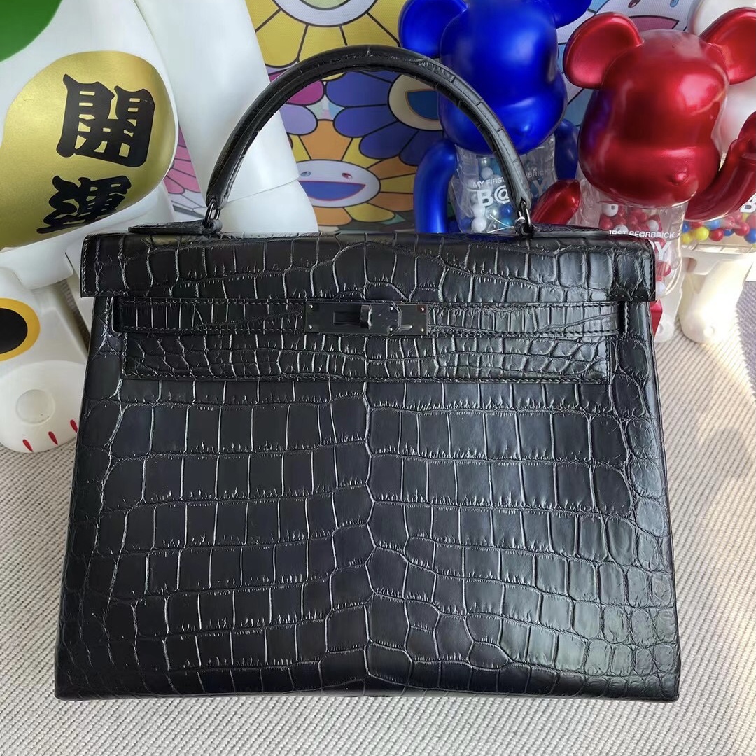 Hermes Kelly 32cm So Black 89 Noir 黑色 霧面尼羅鱷魚