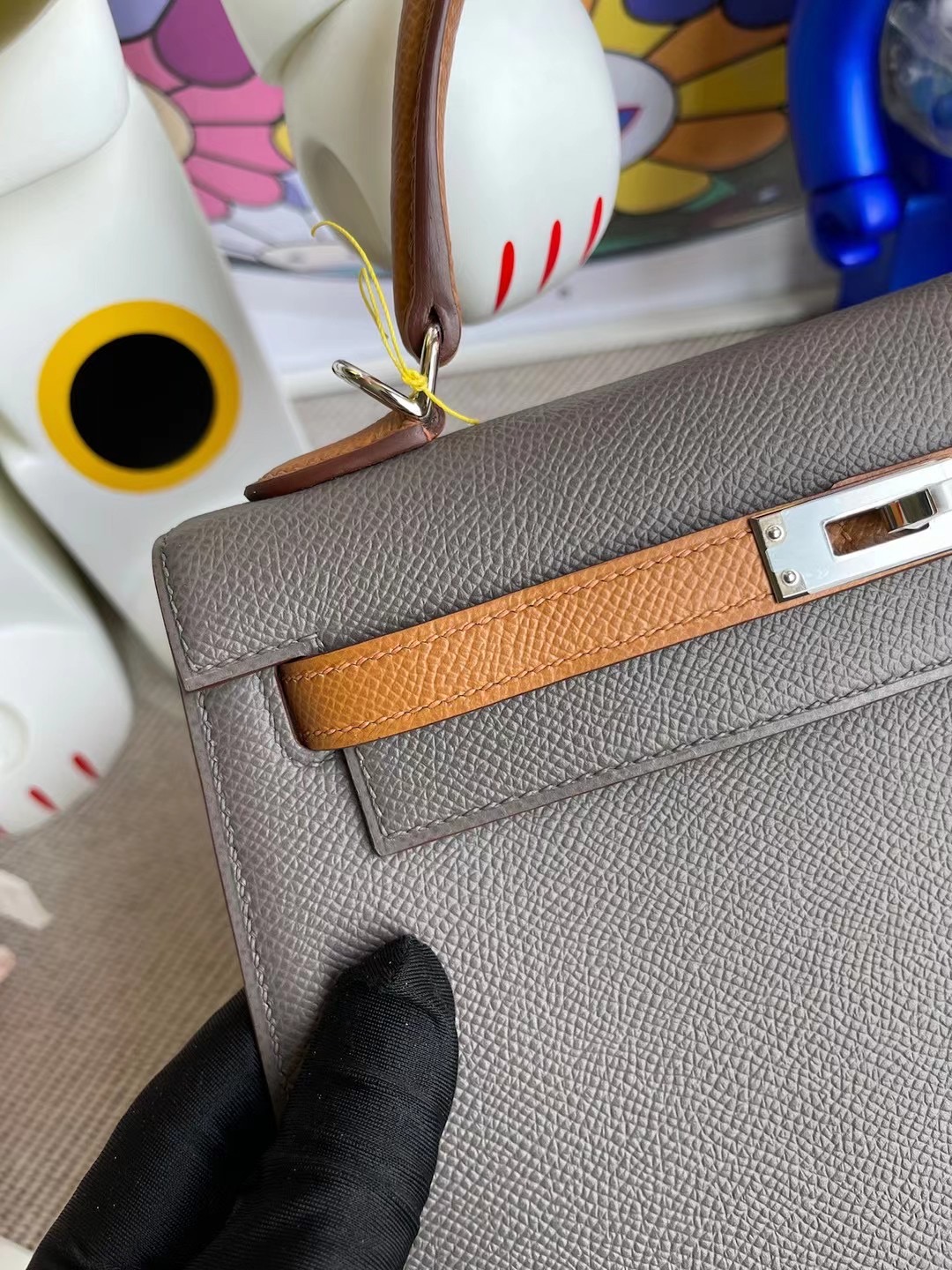 Hermes Kelly 25 Epsom HSS 8F Etain錫器灰 37 Gold金棕色馬蹄印銀扣