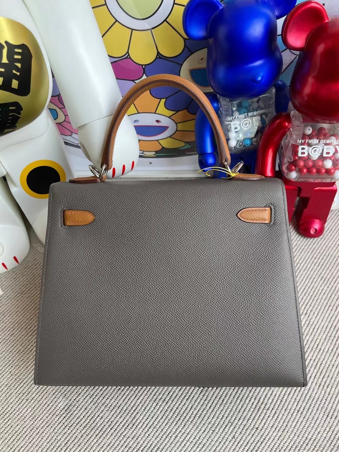 Hermes Kelly 25 Epsom HSS 8F Etain錫器灰 37 Gold金棕色馬蹄印銀扣