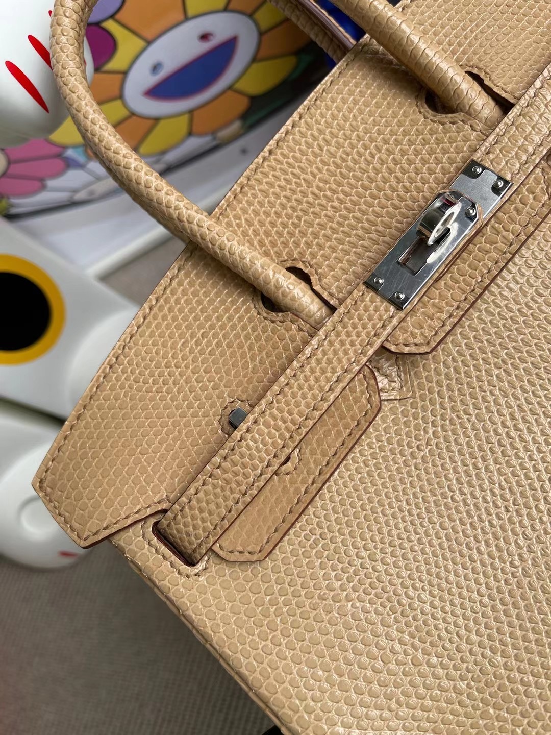 愛馬仕鉑金包臺灣價格 Hermes Birkin 25 Lizard 蜥蜴皮 14 beige 杏色銀扣