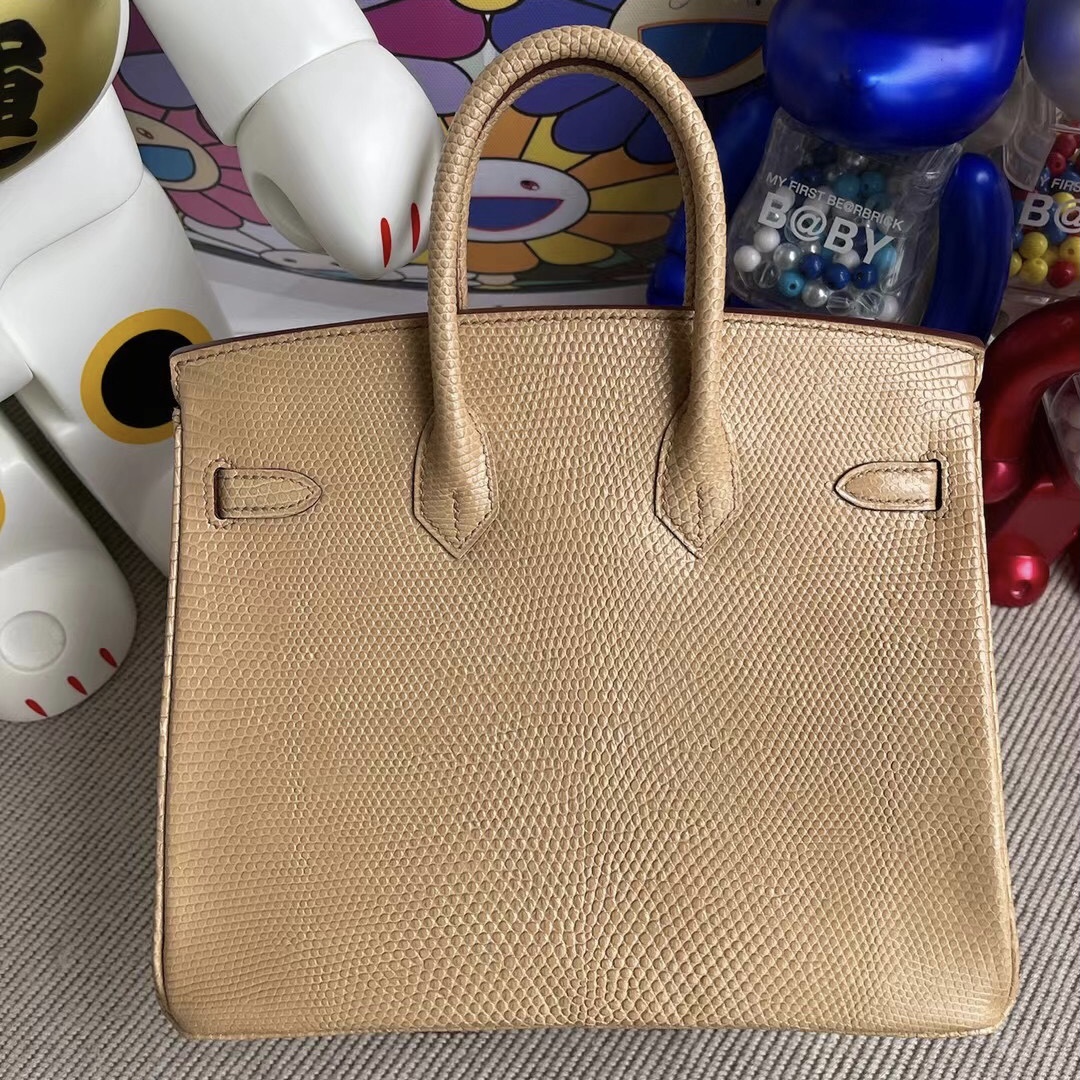 愛馬仕鉑金包臺灣價格 Hermes Birkin 25 Lizard 蜥蜴皮 14 beige 杏色銀扣