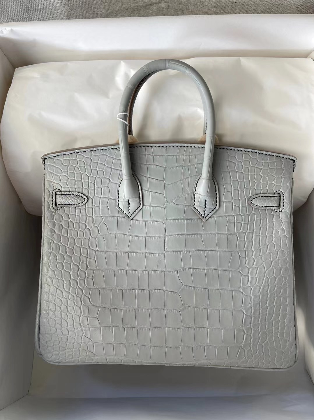 Hermes Birkin 25 美洲鱷魚 80 Gris Perle 珍珠灰內拼89 Noir黑色馬蹄印