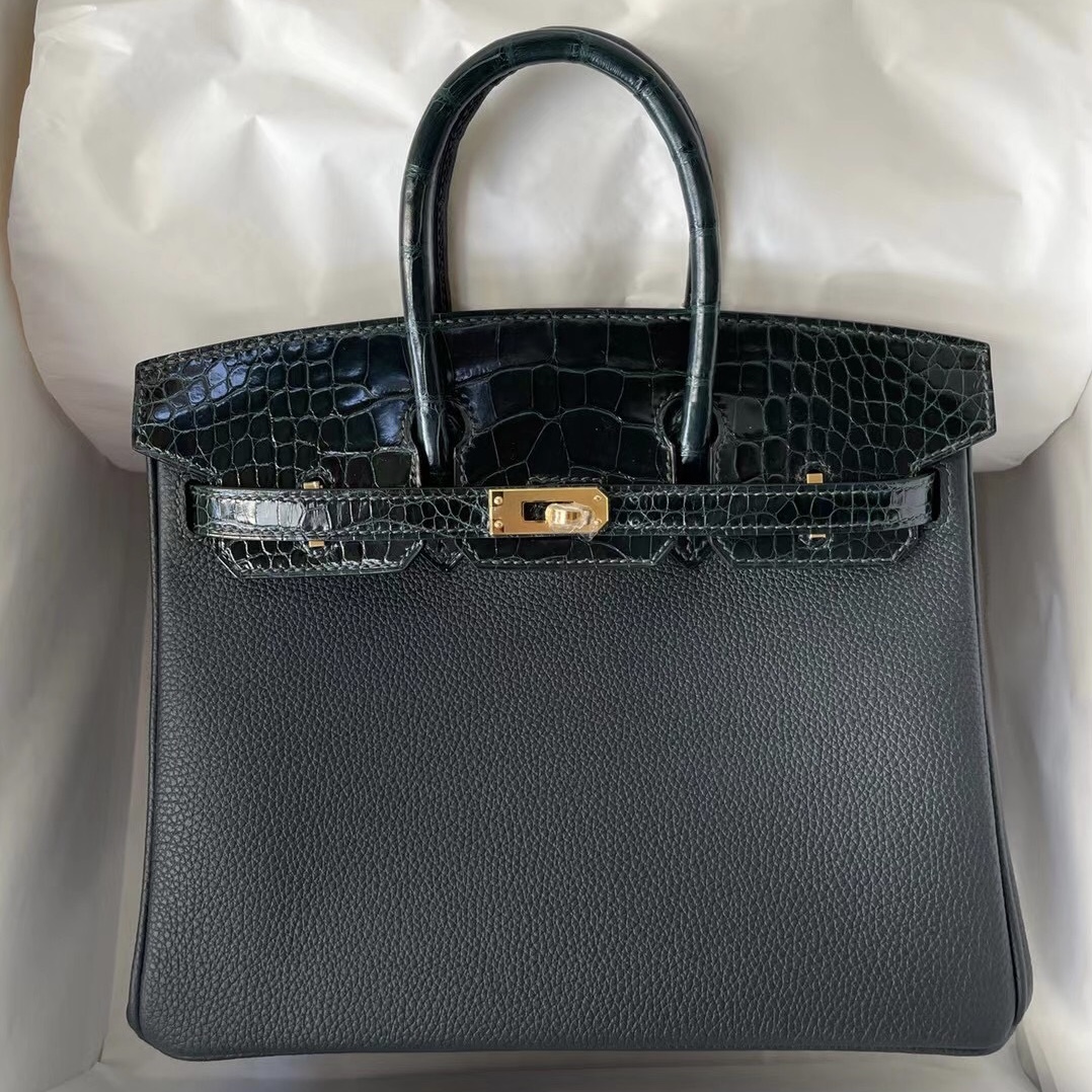 Taiwan Hermes Birkin 25 Touch Togo 美洲鱷魚 6O Vert Cypres 松柏綠 金扣