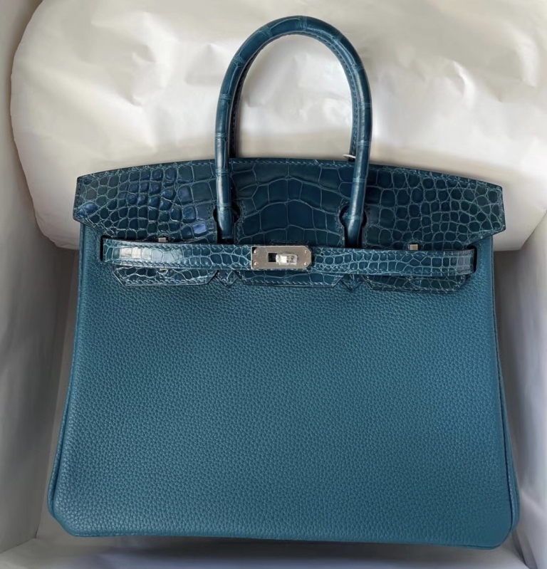 Taiwan Hermes Birkin 25 Touch Togo Shiny alligator crocodile W0 Vert