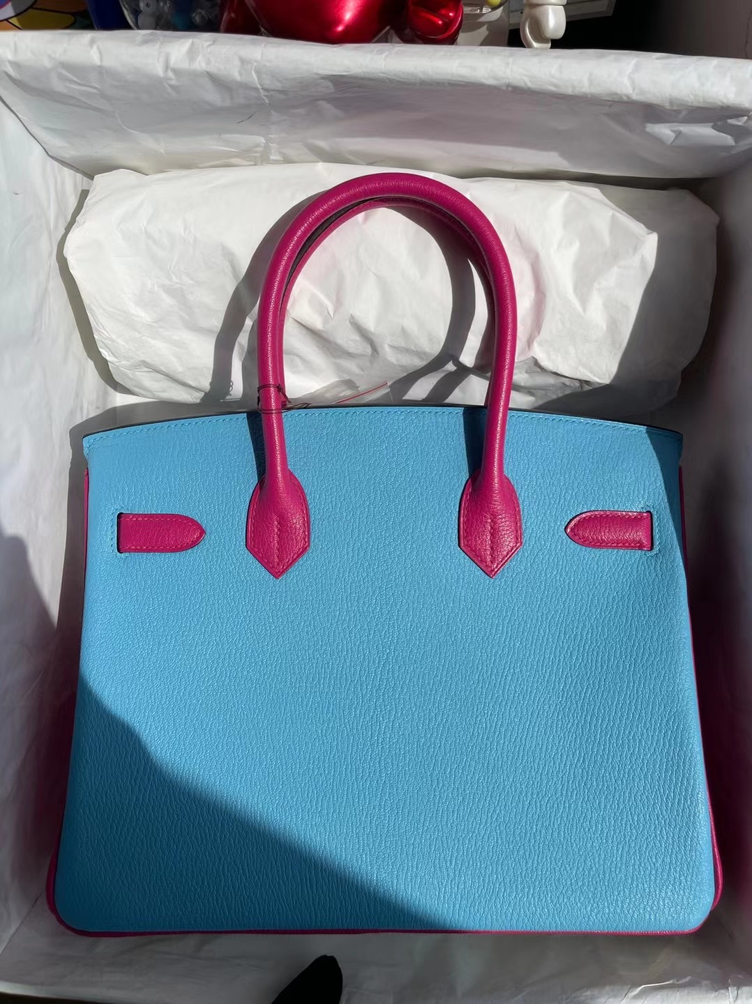 Hermes Birkin 30 HSS Chevre 01純白色 7N糖果藍色 E5糖果粉 拉絲金扣馬蹄印