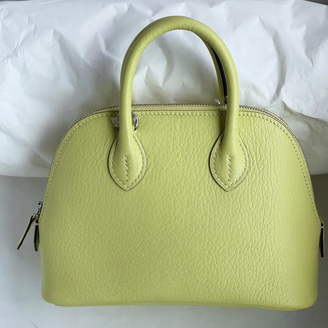 愛馬仕保齡球包有哪些尺寸 Hermes Mini Bolide Chevre R9 Jaune Bourgeon嫩芽黃銀扣