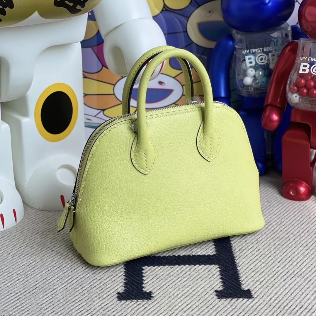 愛馬仕保齡球包有哪些尺寸 Hermes Mini Bolide Chevre R9 Jaune Bourgeon嫩芽黃銀扣