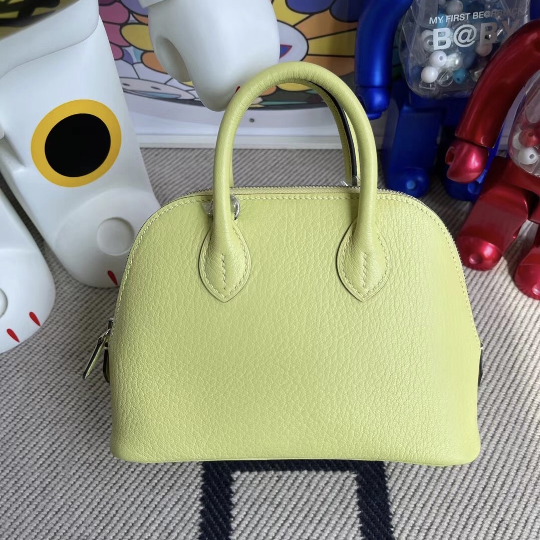 愛馬仕保齡球包有哪些尺寸 Hermes Mini Bolide Chevre R9 Jaune Bourgeon嫩芽黃銀扣