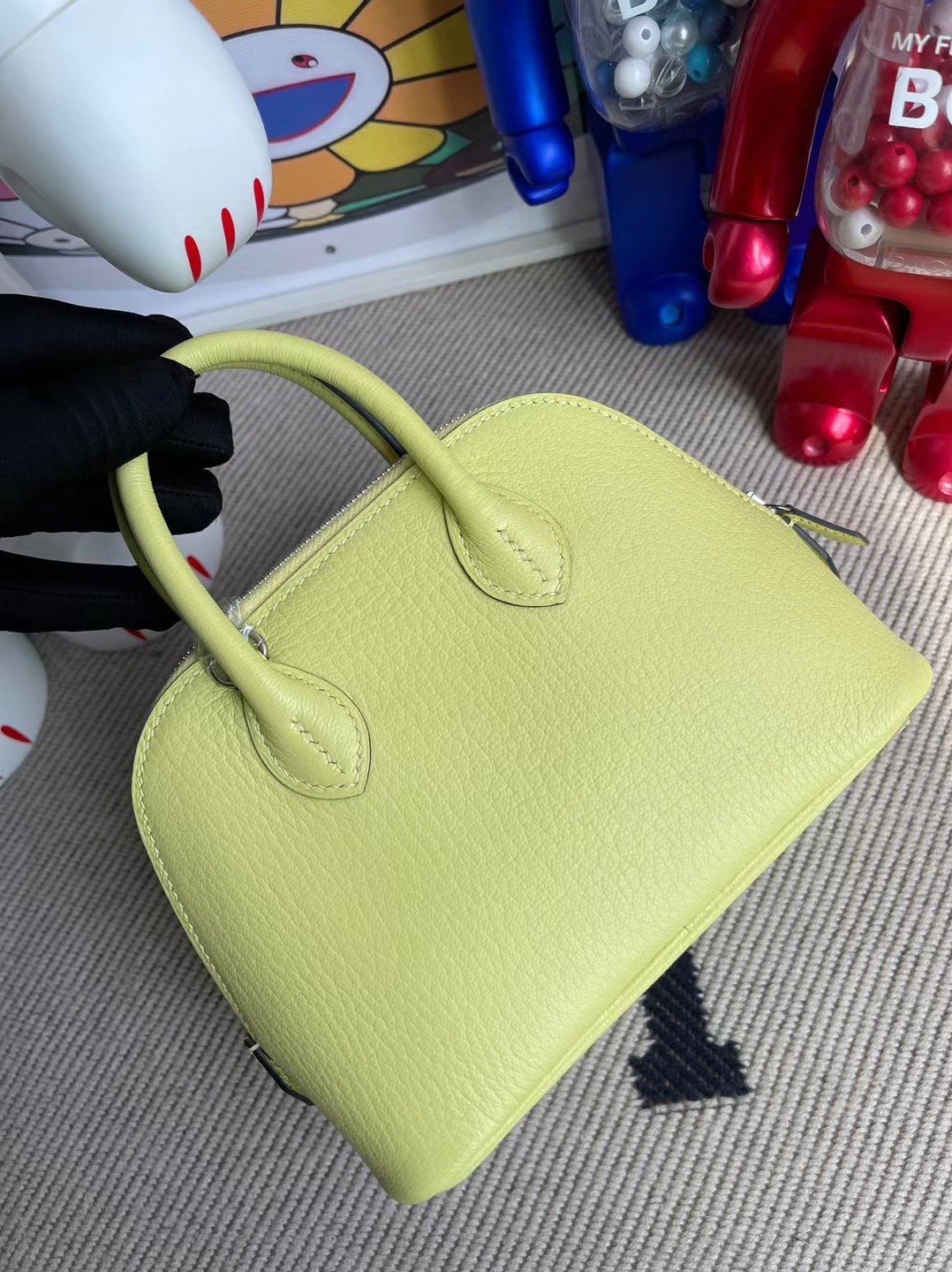 愛馬仕保齡球包有哪些尺寸 Hermes Mini Bolide Chevre R9 Jaune Bourgeon嫩芽黃銀扣