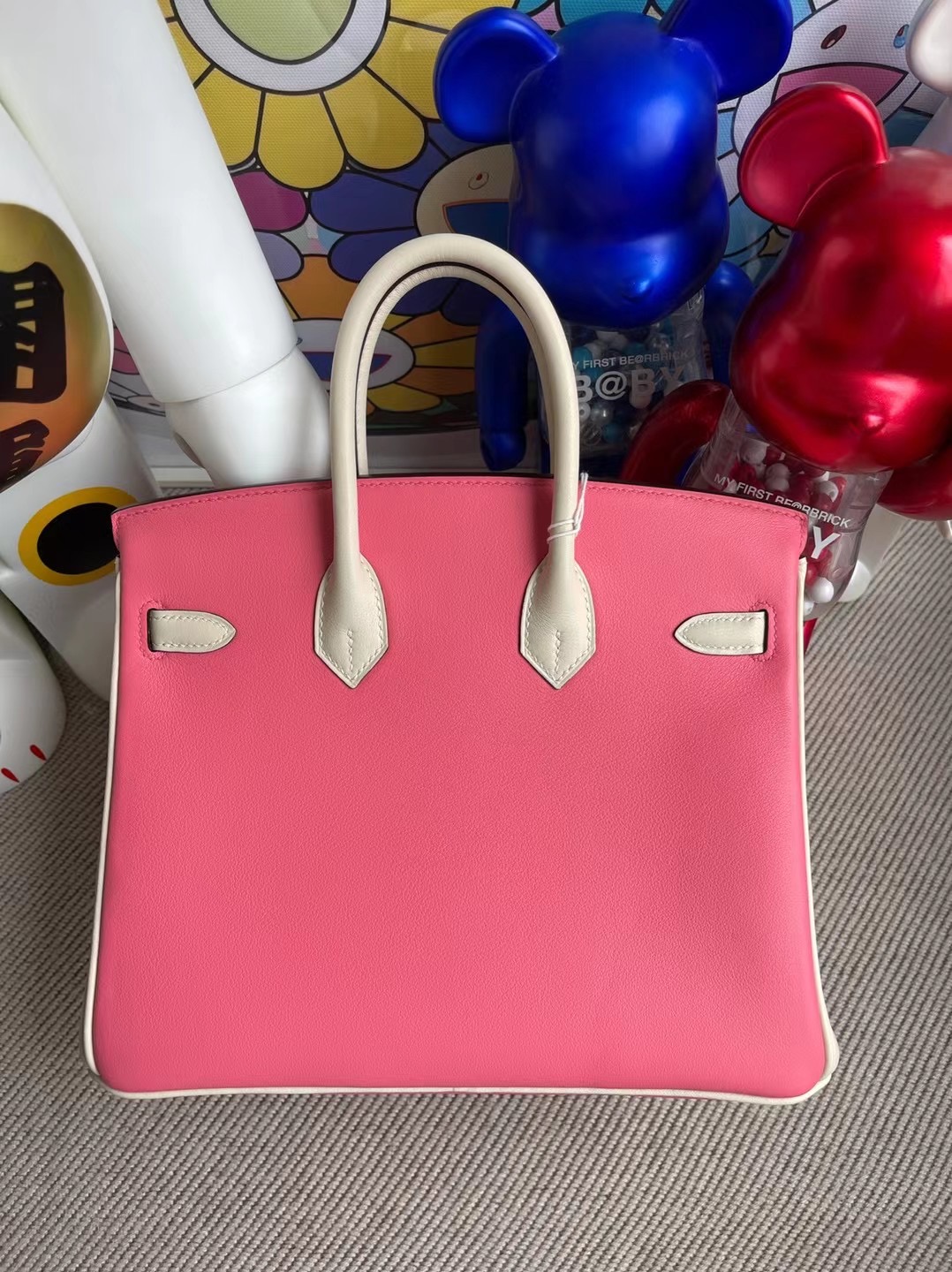 Hermes Birkin 25cm Swift 8W Rose Azalee 新唇膏粉+10 Craie 奶昔白 金扣