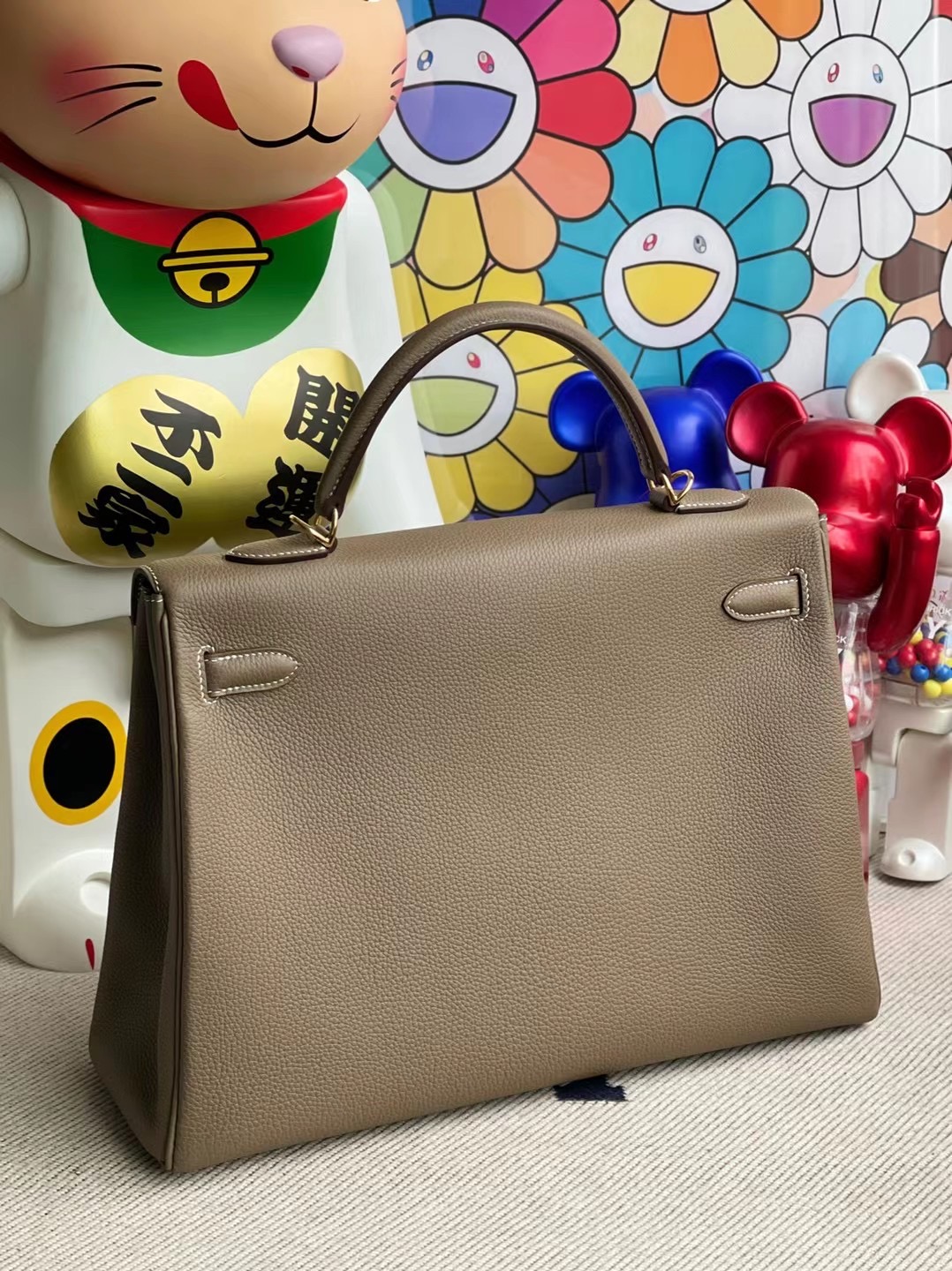 愛馬仕凱莉包35價格 Hermes Kelly 35cm Togo 18 Etoupe 大象灰 金扣