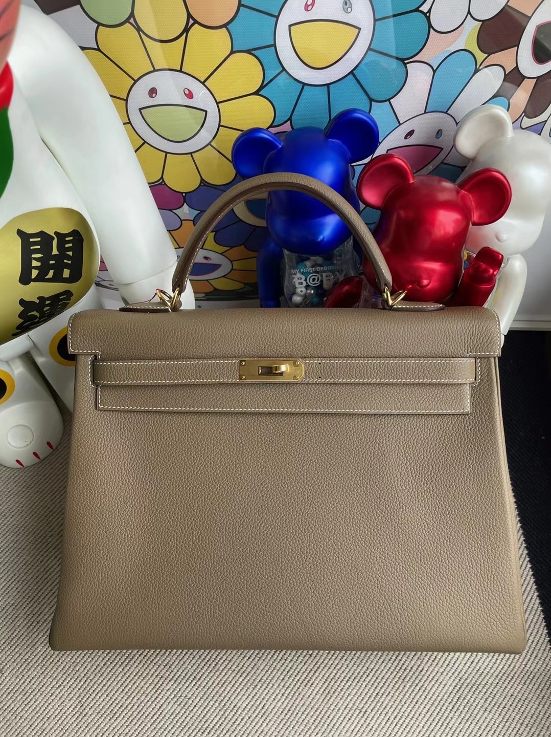 愛馬仕凱莉包35價格 Hermes Kelly 35cm Togo 18 Etoupe 大象灰 金扣