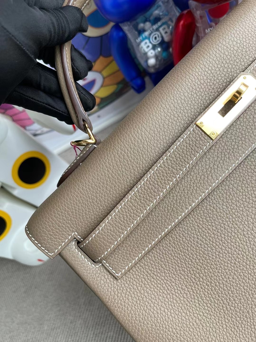 愛馬仕凱莉包35價格 Hermes Kelly 35cm Togo 18 Etoupe 大象灰 金扣