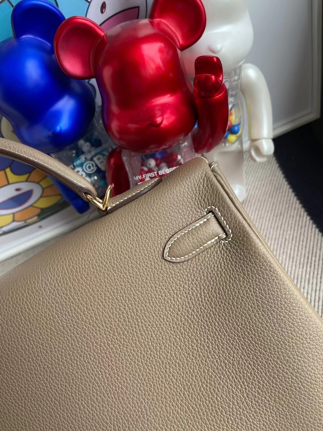 愛馬仕凱莉包35價格 Hermes Kelly 35cm Togo 18 Etoupe 大象灰 金扣