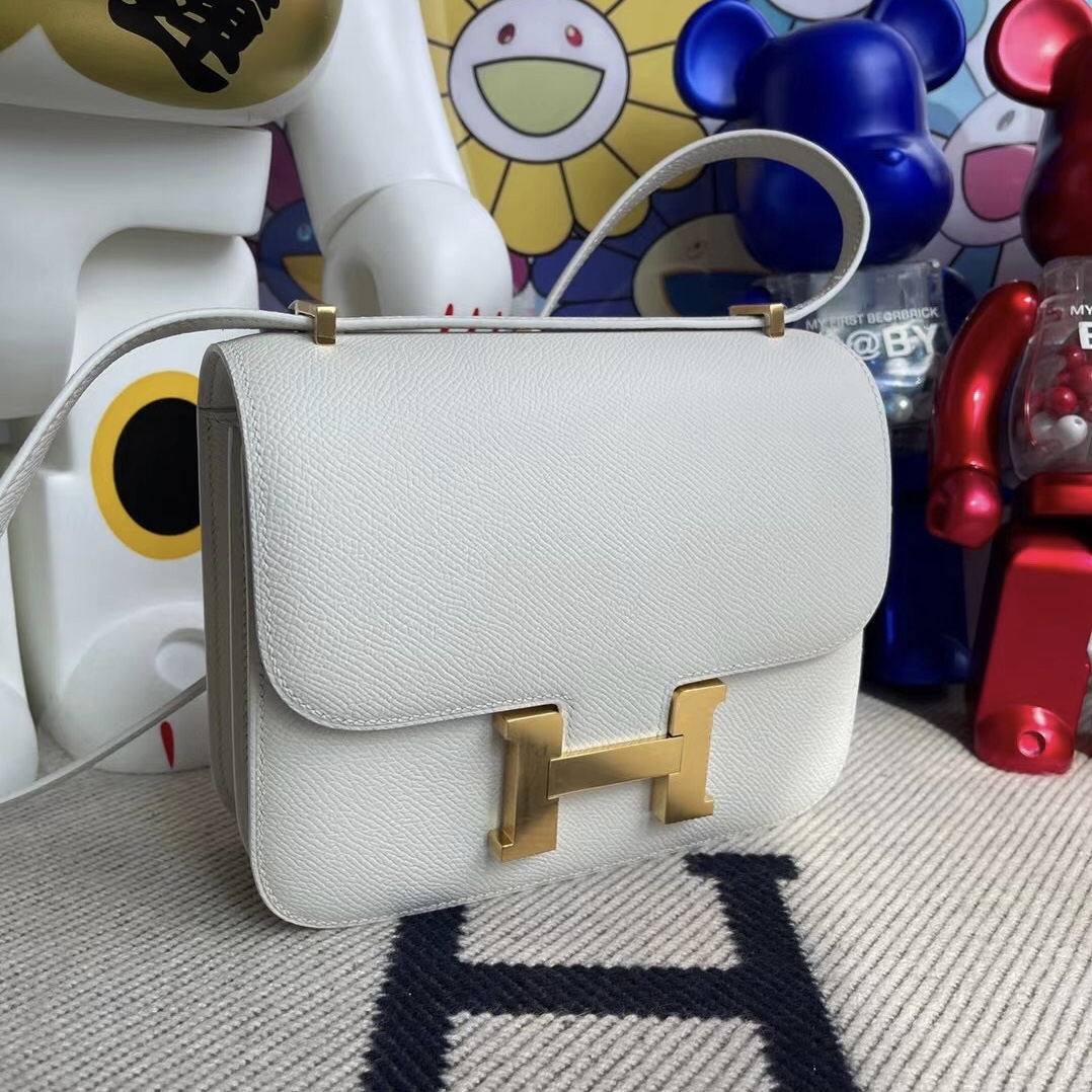 愛馬仕康康包顏色大全 Hermes Constance 19cm Epsom 01 Blanc 純白色 金扣