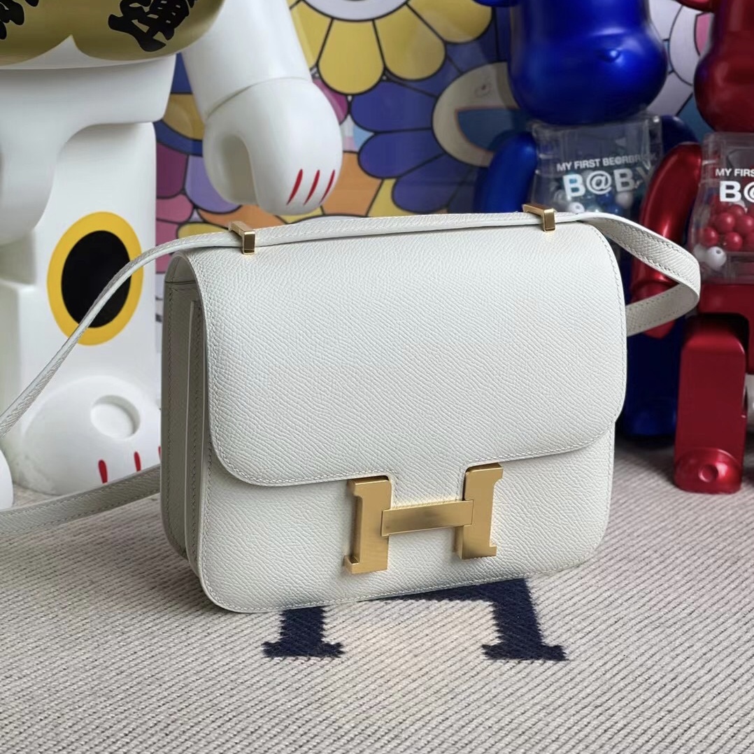 愛馬仕康康包顏色大全 Hermes Constance 19cm Epsom 01 Blanc 純白色 金扣