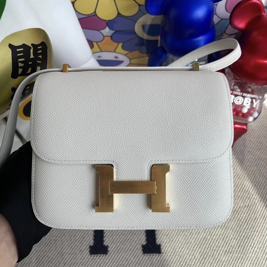 愛馬仕康康包顏色大全 Hermes Constance 19cm Epsom 01 Blanc 純白色 金扣