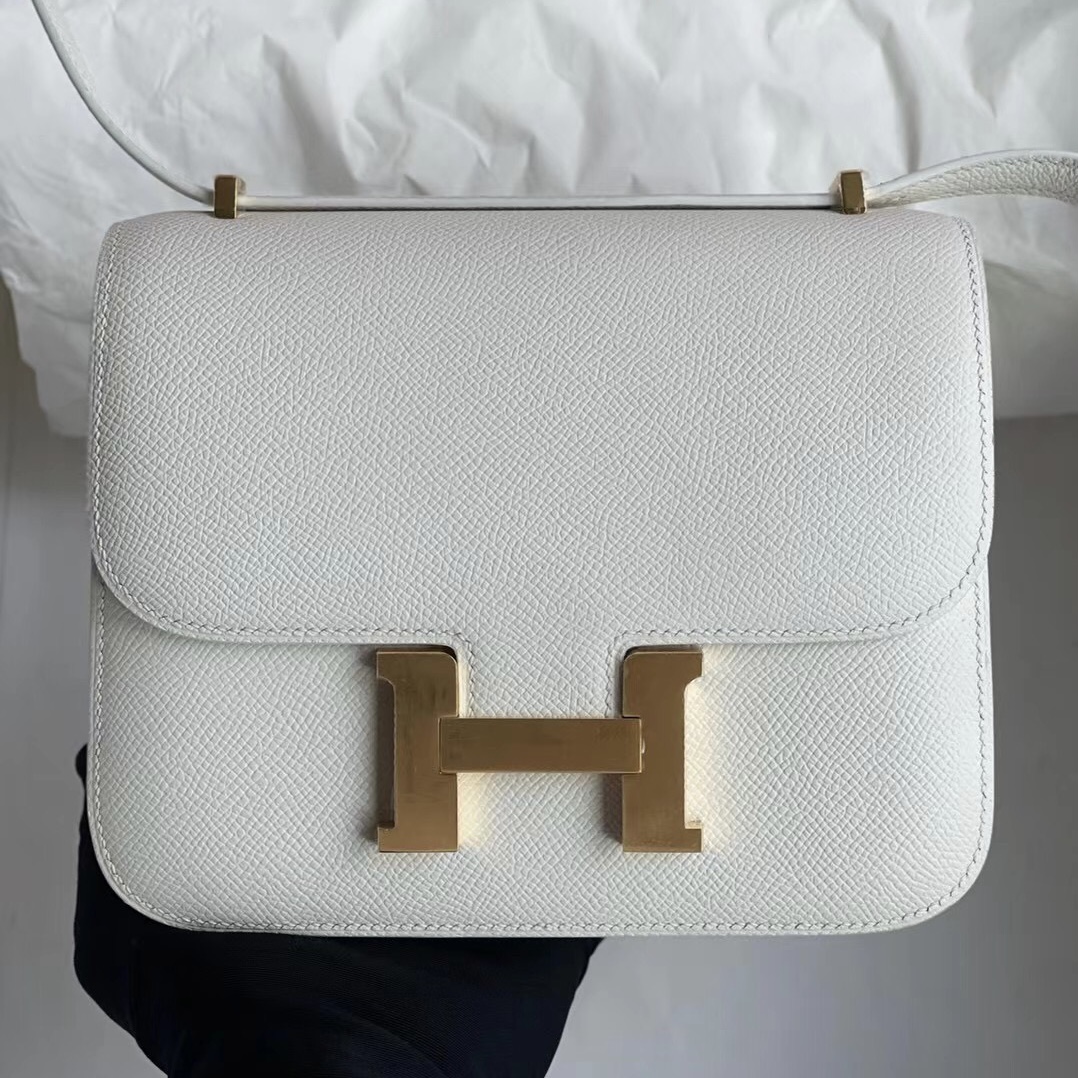 愛馬仕康康包顏色大全 Hermes Constance 19cm Epsom 01 Blanc 純白色 金扣