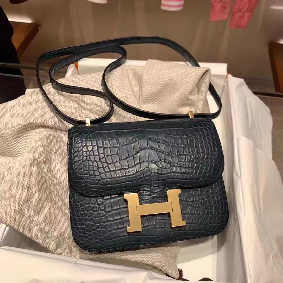 Hermes Constance 19cm V0 盧梭綠 vert rousseau 霧面美洲鱷魚 接受定製