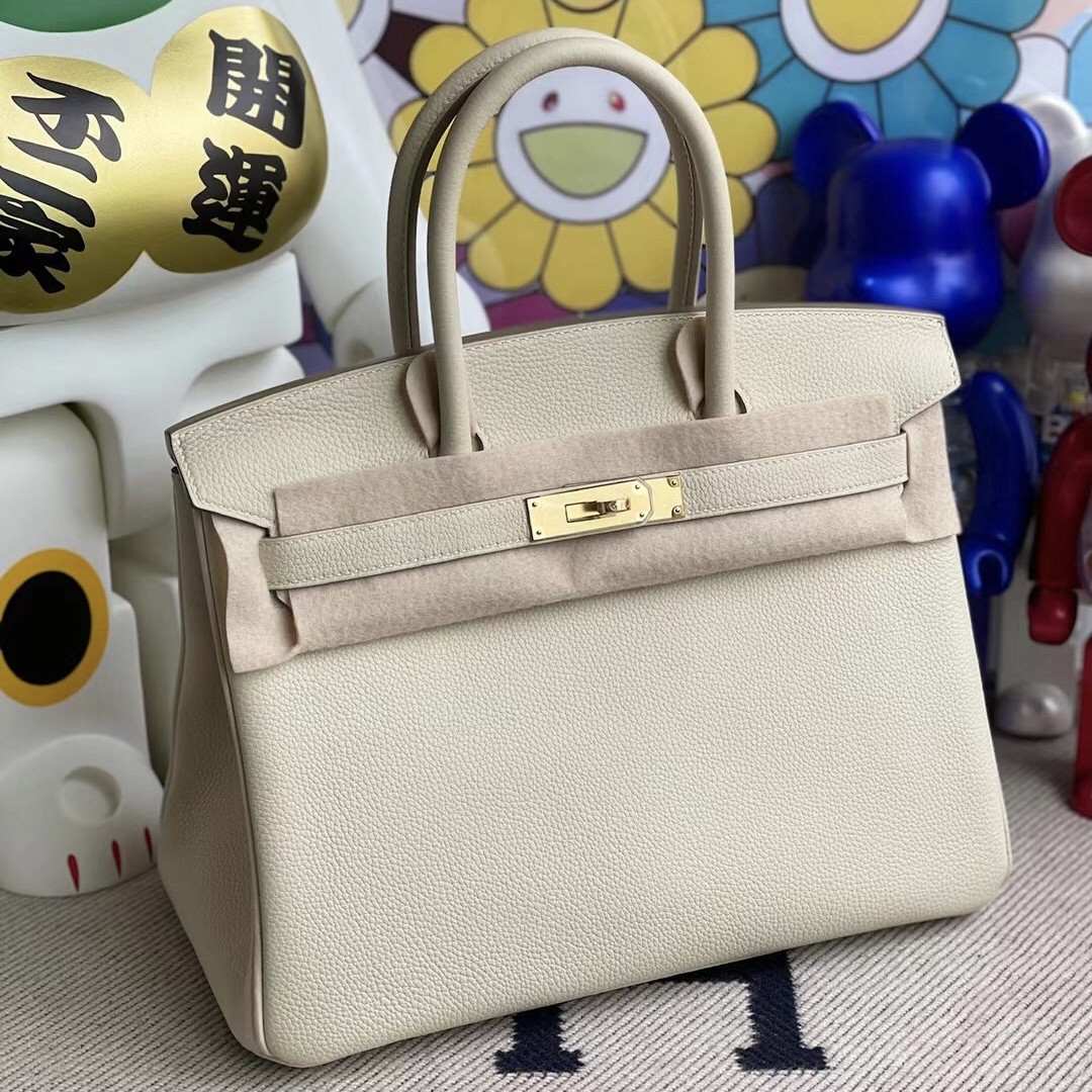 Hermes Birkin 30cm Togo 10 Craie 奶昔白 金扣 全手工蜜蠟線縫製