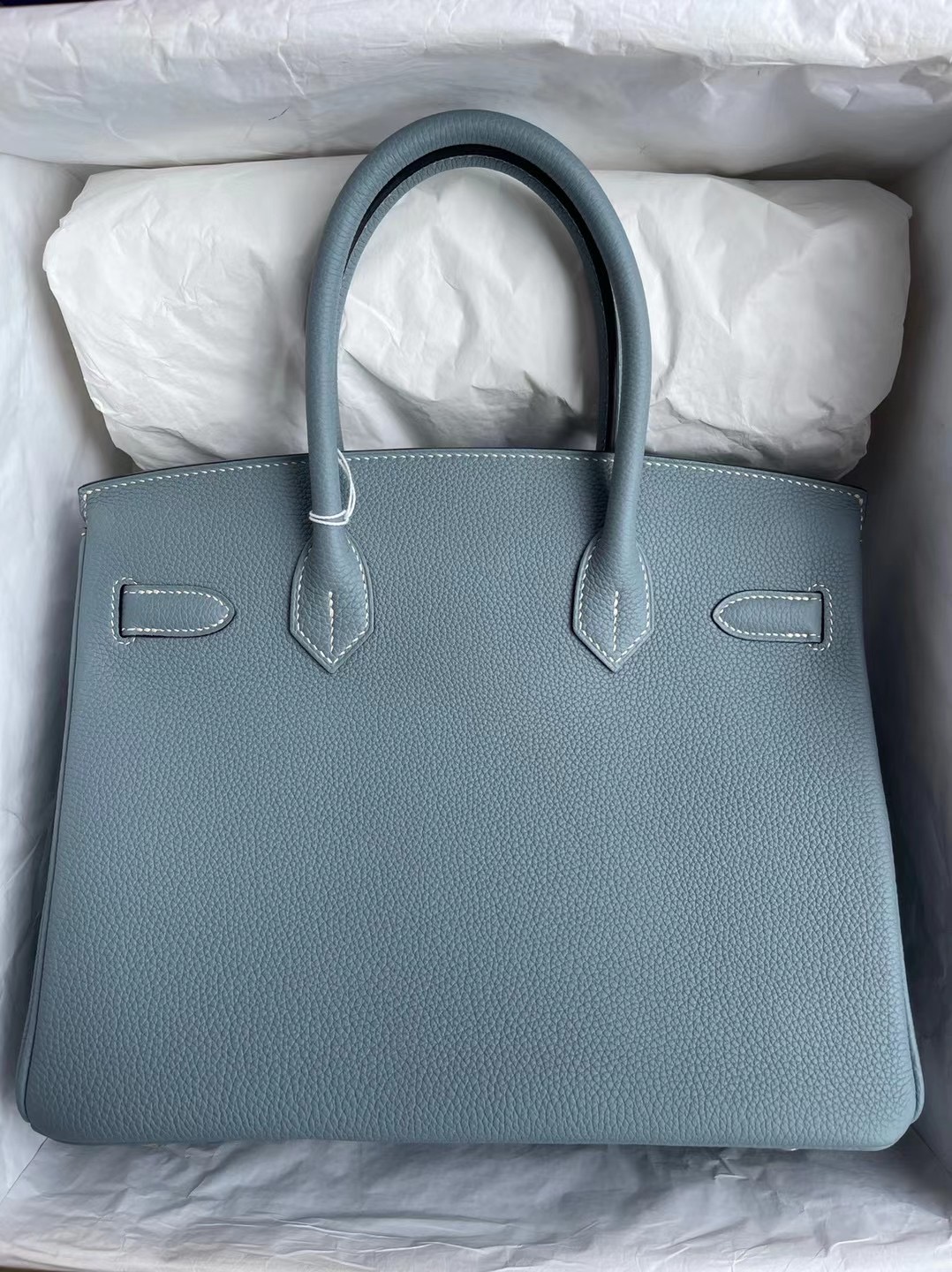 Hermes Birkin 30cm Handbag 7G Ciel 天青色 金扣 禦用原廠 Togo 小牛皮