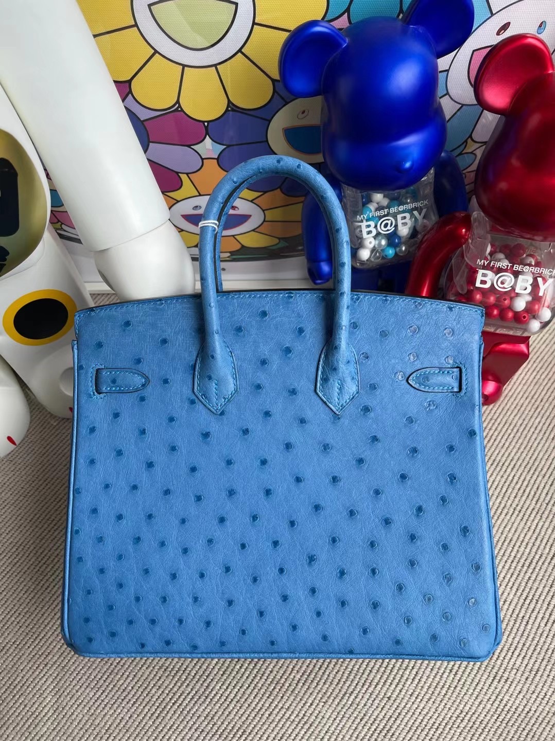 BIRKIN 25 7Q BLUE MYKONOS QSTRICH