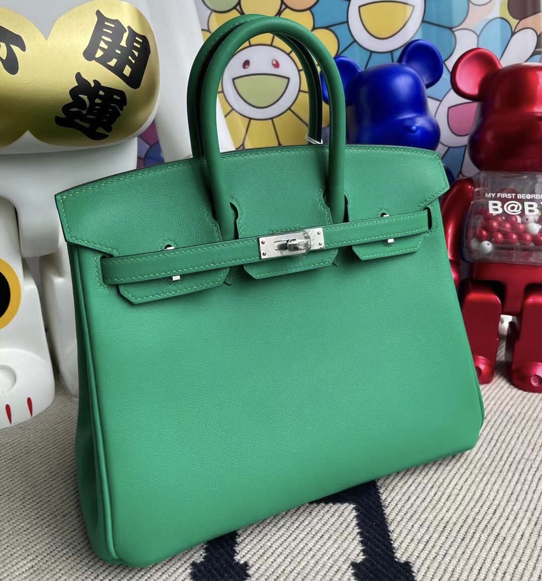 Hermes Birkin 25cm Swift calfskin 6W Menthe 薄荷綠銀扣禦用原廠皮