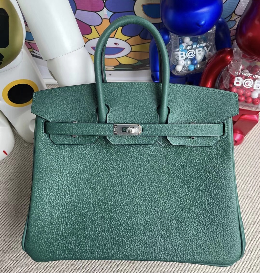 Hermes Birkin 25cm Togo小牛皮 Z6 Malachite 孔雀綠 銀扣 禦用原廠皮