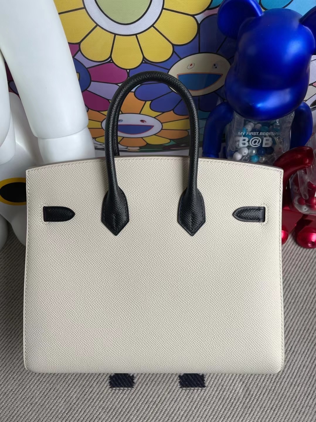 愛馬仕鉑金包網站 Hermes Birkin 25cm 外縫 Sellier Epsom 10 Craie/89 Noir 金扣