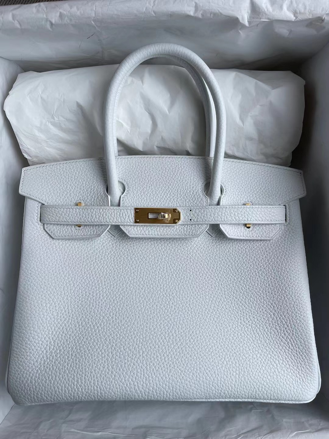 臺灣桃園市Hermes Birkin 30CM 01 Pure white 純白色內拼9R Lime 檸檬黃 拉絲金扣