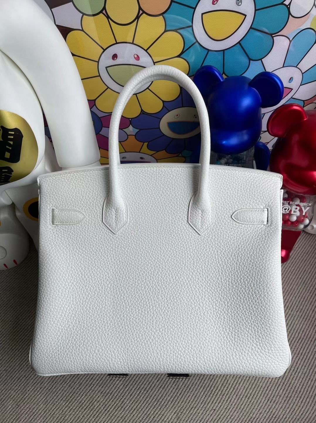 臺灣桃園市Hermes Birkin 30CM 01 Pure white 純白色內拼9R Lime 檸檬黃 拉絲金扣