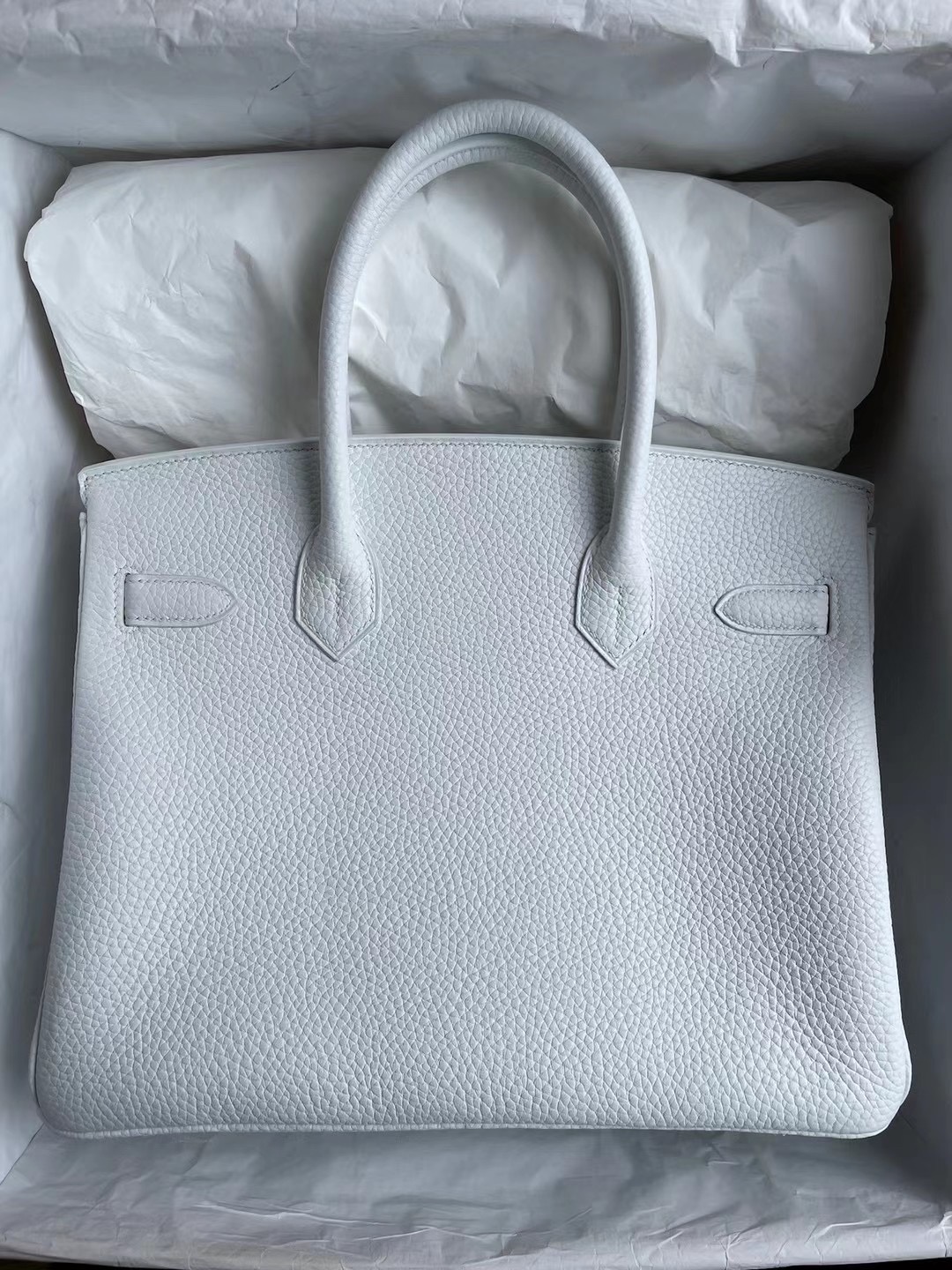 臺灣桃園市Hermes Birkin 30CM 01 Pure white 純白色內拼9R Lime 檸檬黃 拉絲金扣