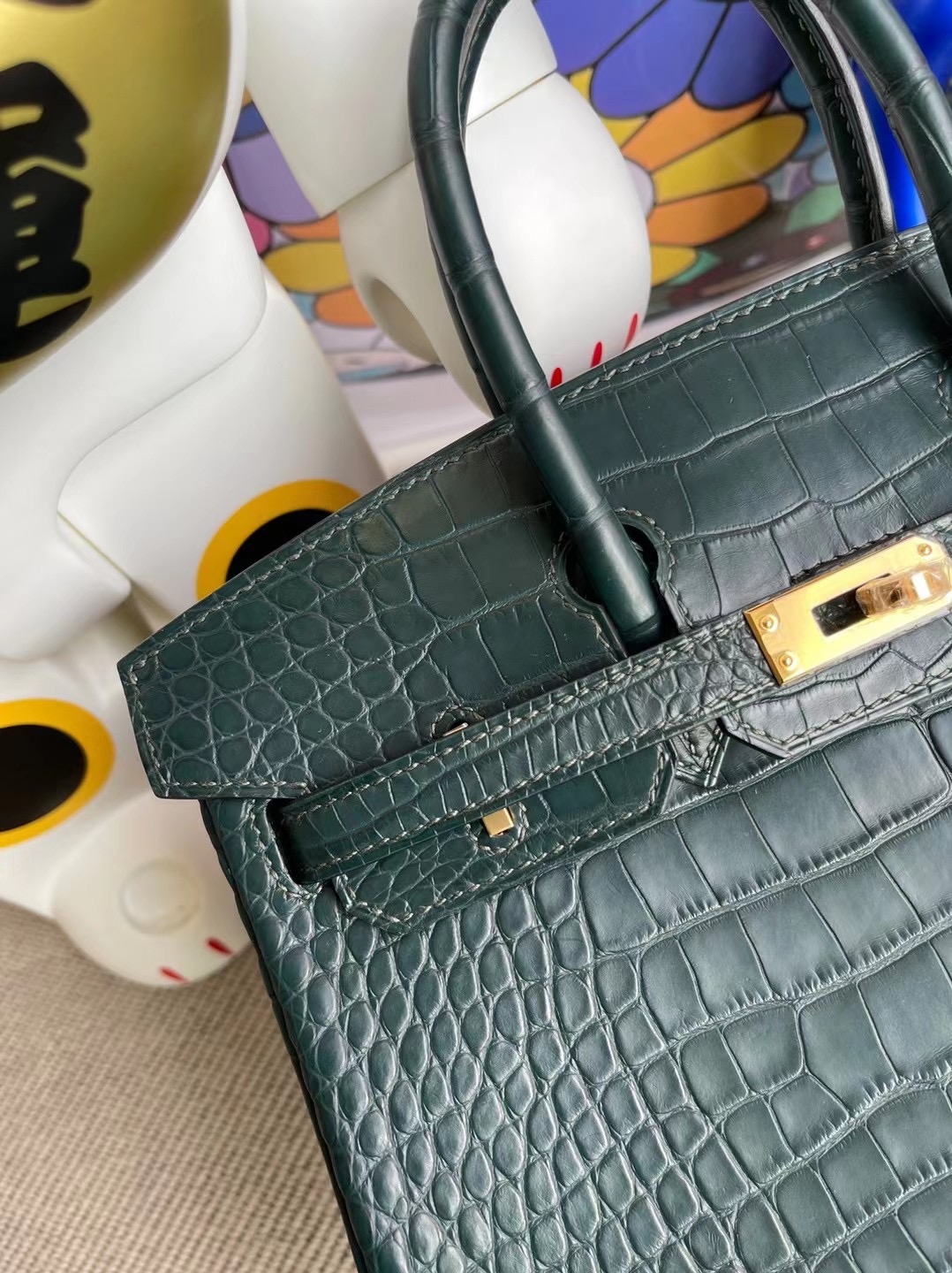 Hermes Birkin 25 霧面美洲鱷魚 V0 Vert Rousseau 盧俊綠 金扣