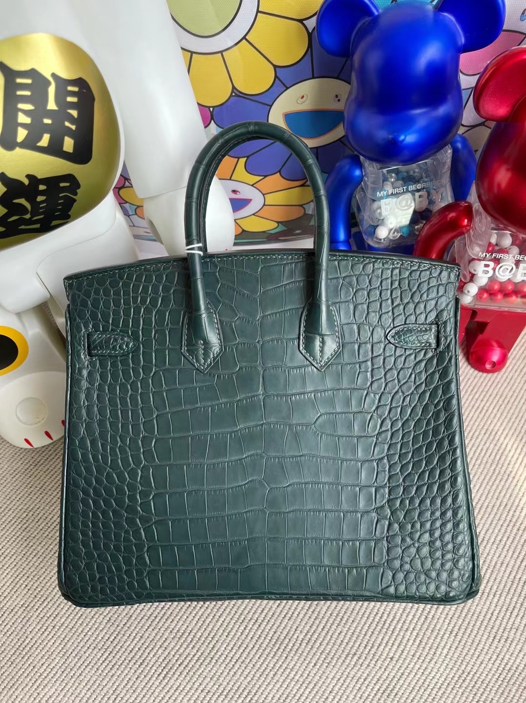 Hermes Birkin 25 霧面美洲鱷魚 V0 Vert Rousseau 盧俊綠 金扣