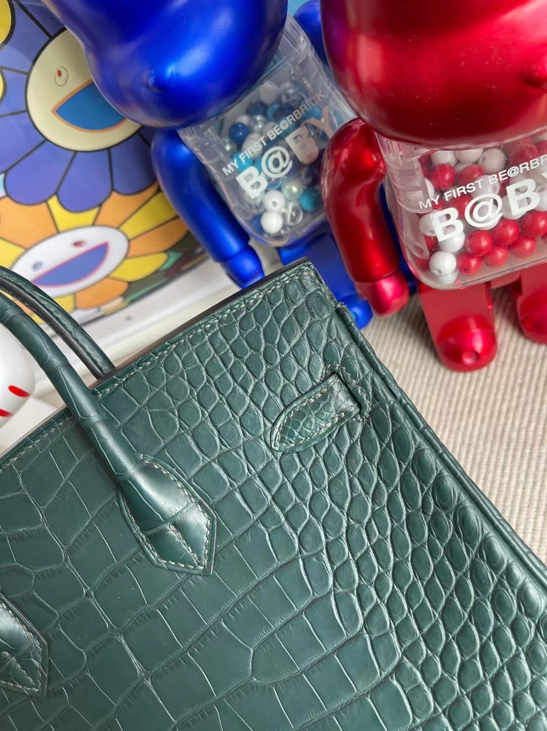 Hermes Birkin 25 霧面美洲鱷魚 V0 Vert Rousseau 盧俊綠 金扣