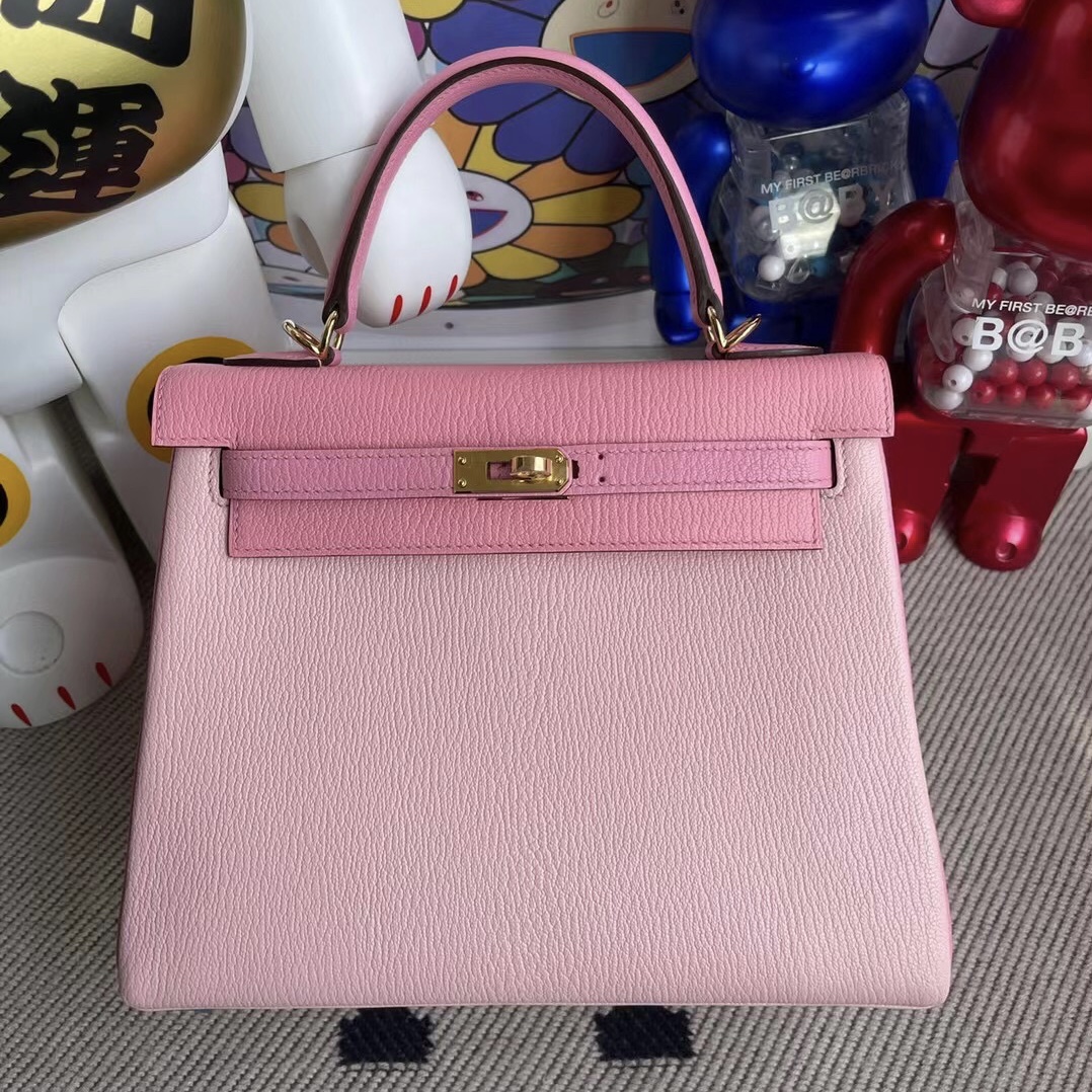 Hermes Kelly 25 山羊皮 3Q Rose Sakura 5P pink 1Q Rose Confetti馬蹄印