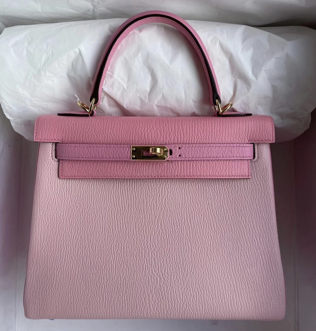 Hermes Kelly 25 山羊皮 3Q Rose Sakura 5P pink 1Q Rose Confetti馬蹄印