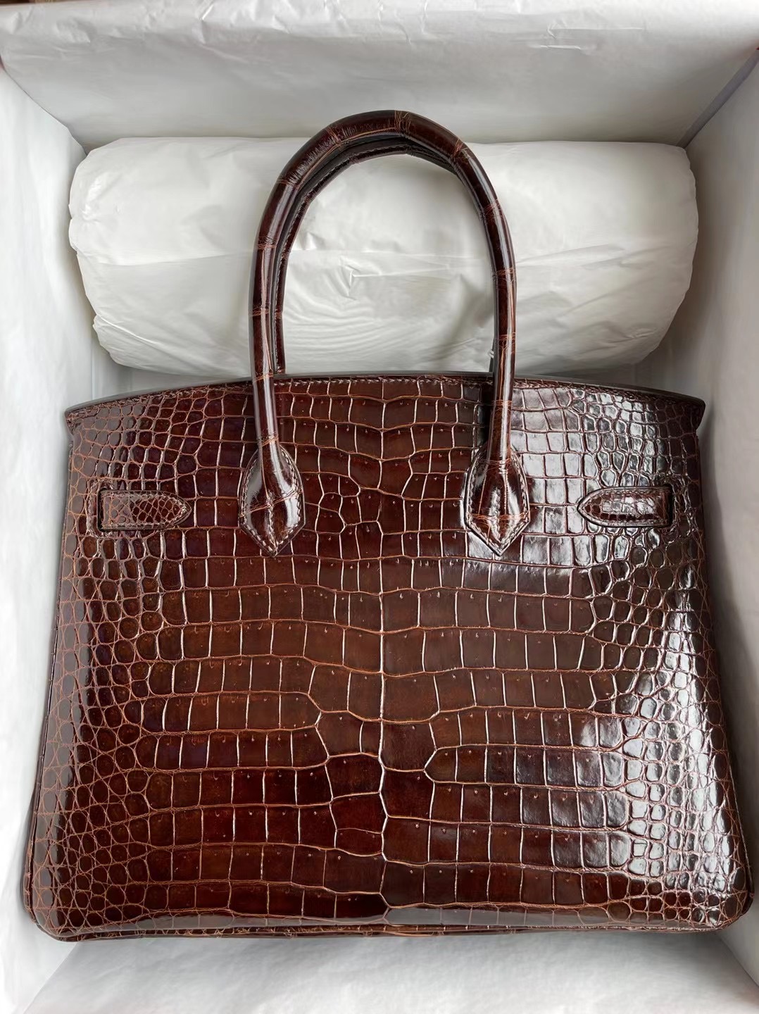 Hermes Birkin 30cm 81 斑鳩灰 47 咖啡色 5J 桃粉色 亮面倒V灣鱷