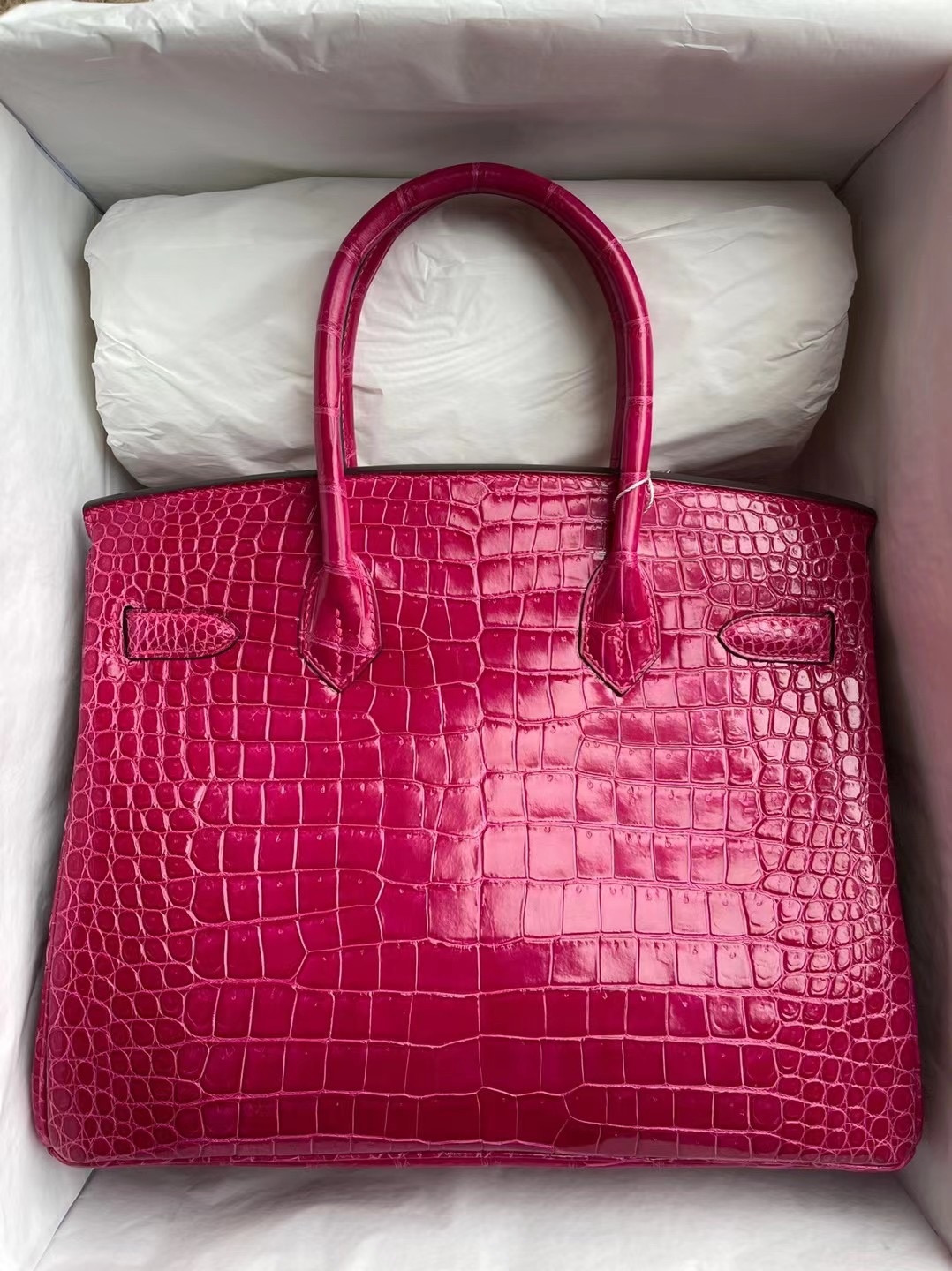 Hermes Birkin 30cm 81 斑鳩灰 47 咖啡色 5J 桃粉色 亮面倒V灣鱷