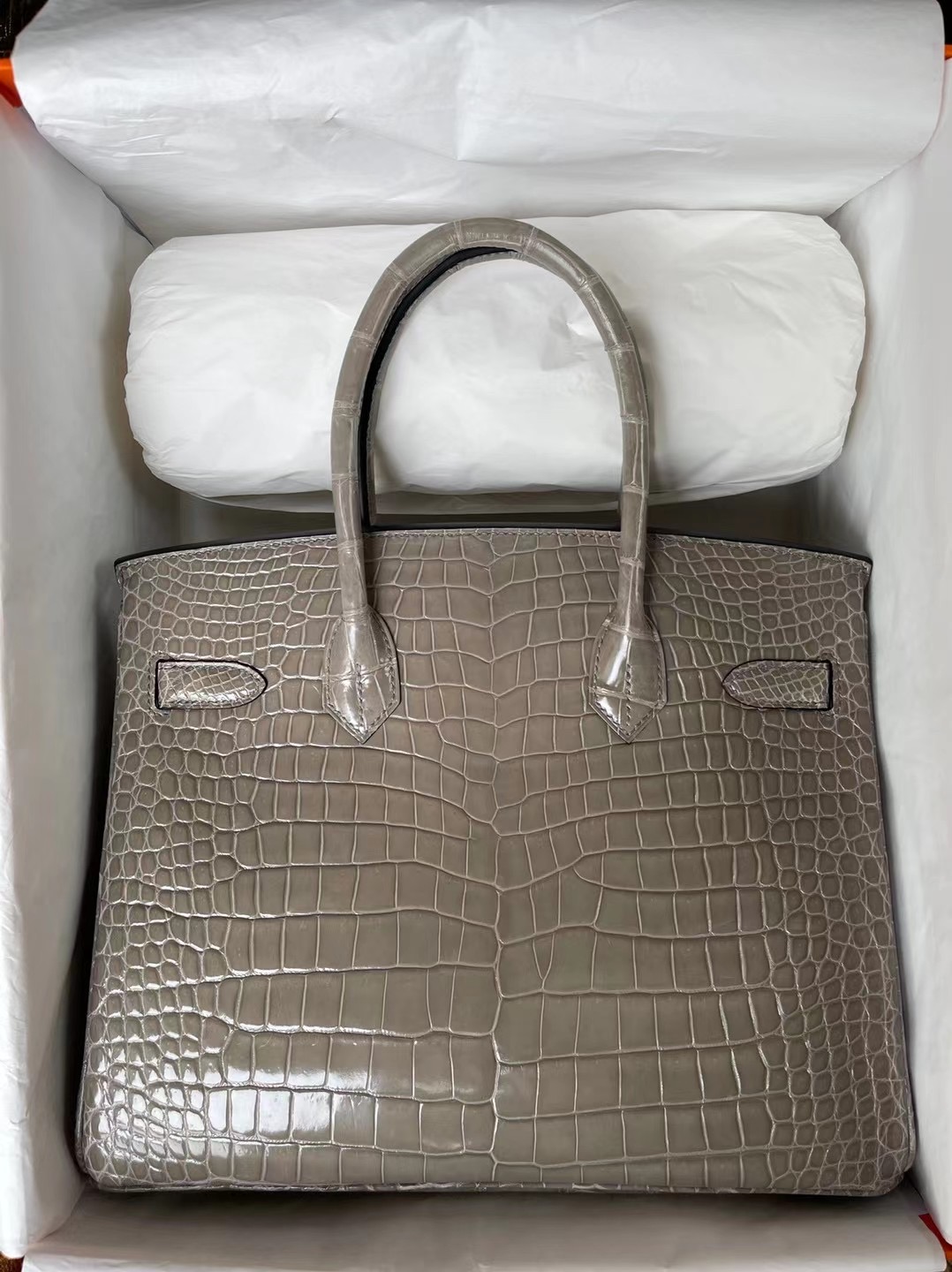 Hermes Birkin 30cm 81 斑鳩灰 47 咖啡色 5J 桃粉色 亮面倒V灣鱷