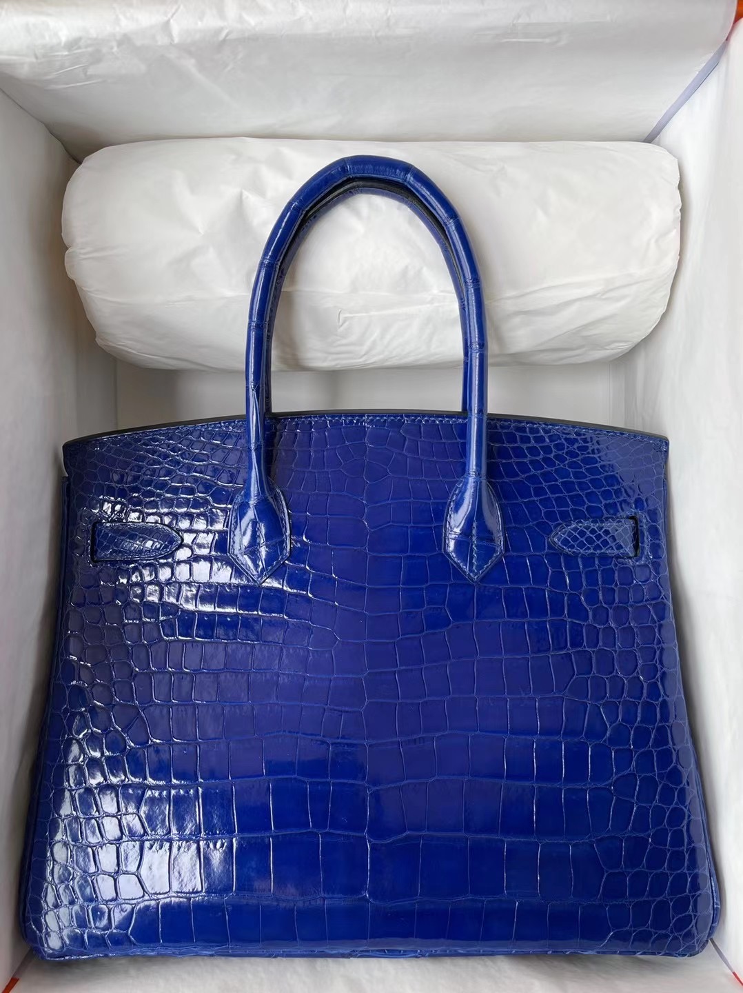 Hermes Birkin 30cm 6R Kiwf 7T Blue electric 89 黑色 拼 J5天方夜譚紫 拉絲金扣