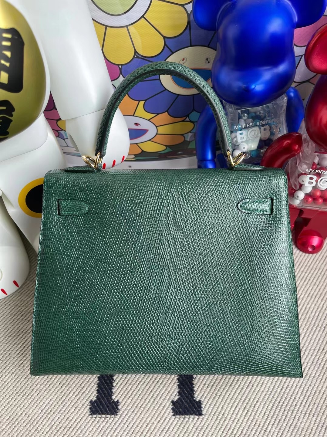 Hermes Kelly 25cm 67 Vert Fonce 祖母綠  Lizard 進口蜥蜴皮 金扣