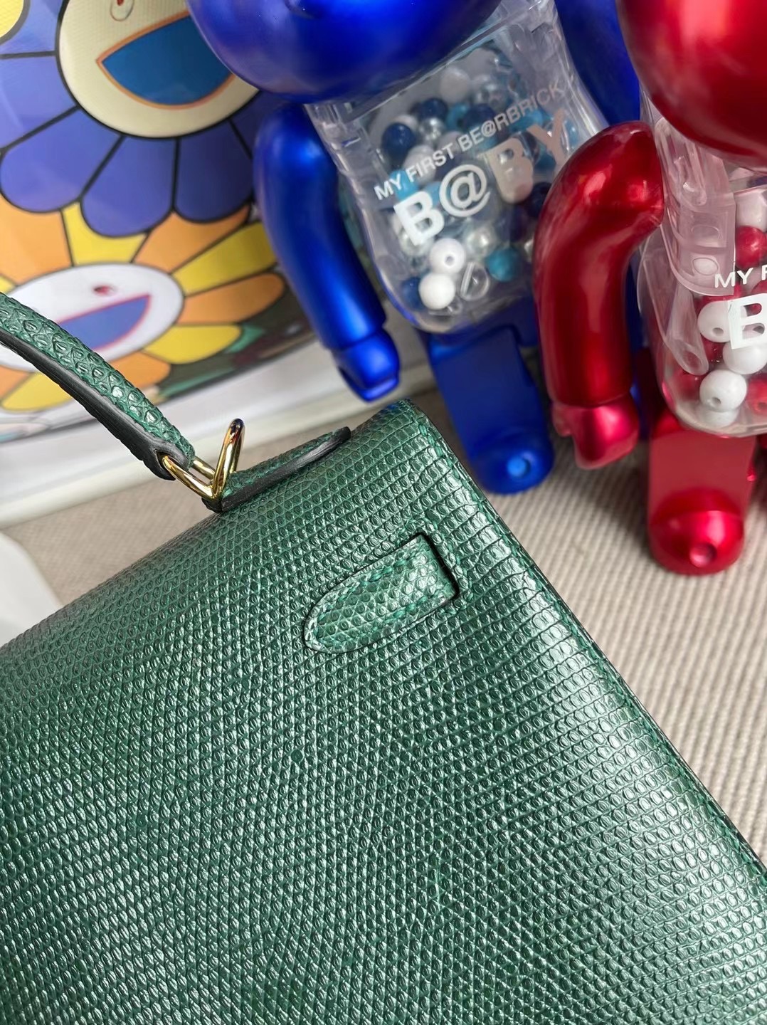 Hermes Kelly 25cm 67 Vert Fonce 祖母綠  Lizard 進口蜥蜴皮 金扣