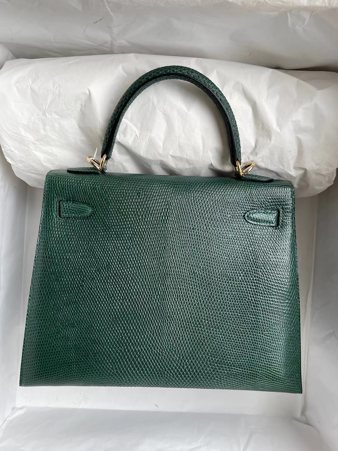 Hermes Kelly 25cm 67 Vert Fonce 祖母綠  Lizard 進口蜥蜴皮 金扣