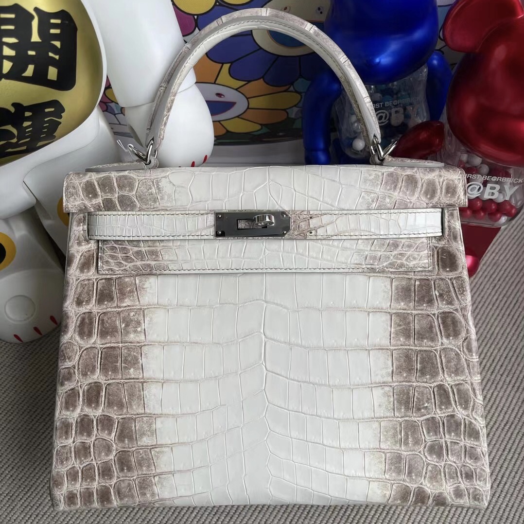 Hermes Kelly 28cm CK01 BLANC Himalayan Crocodile 喜馬拉雅