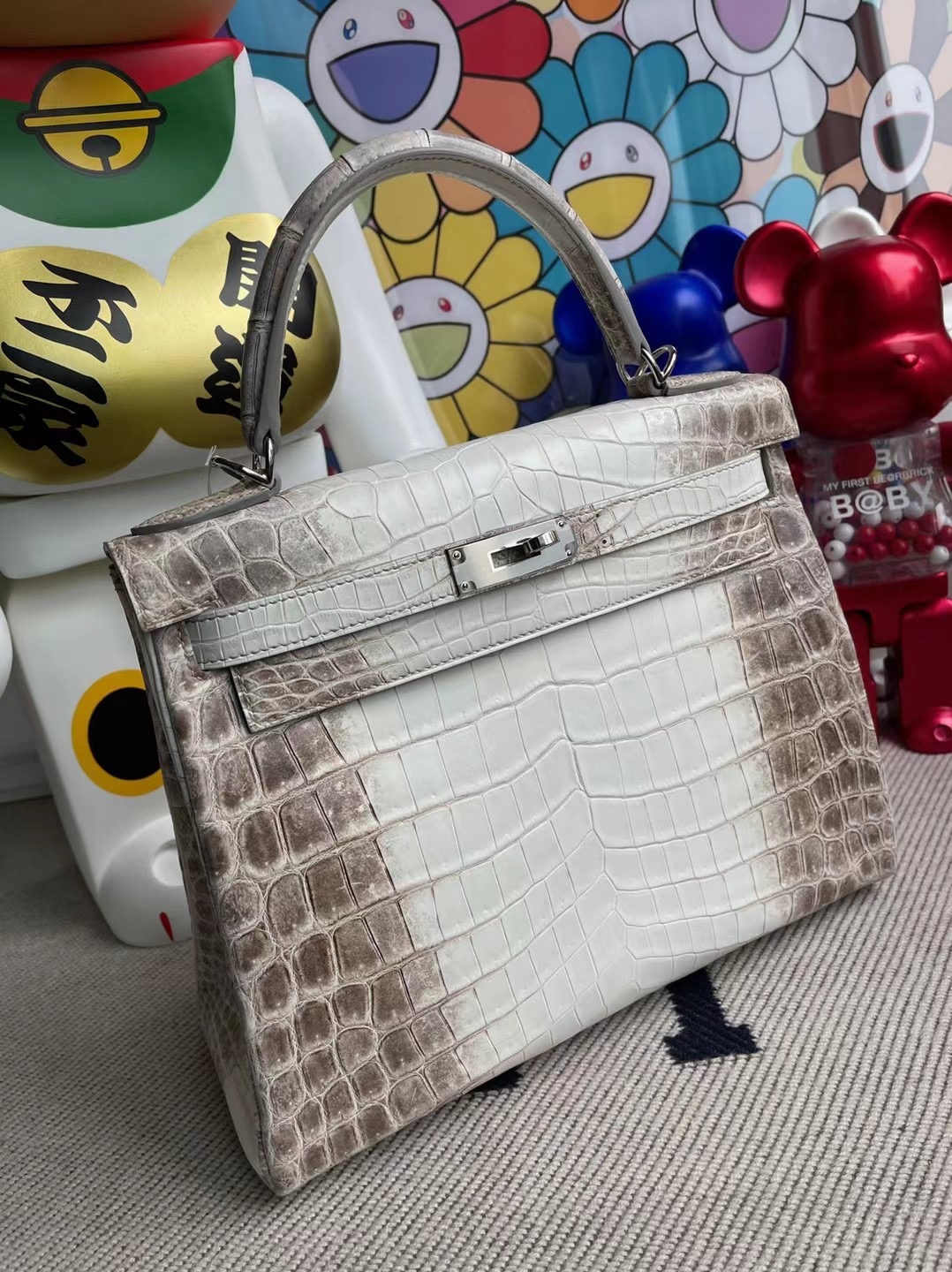 Hermes Kelly 28cm CK01 BLANC Himalayan Crocodile 喜馬拉雅