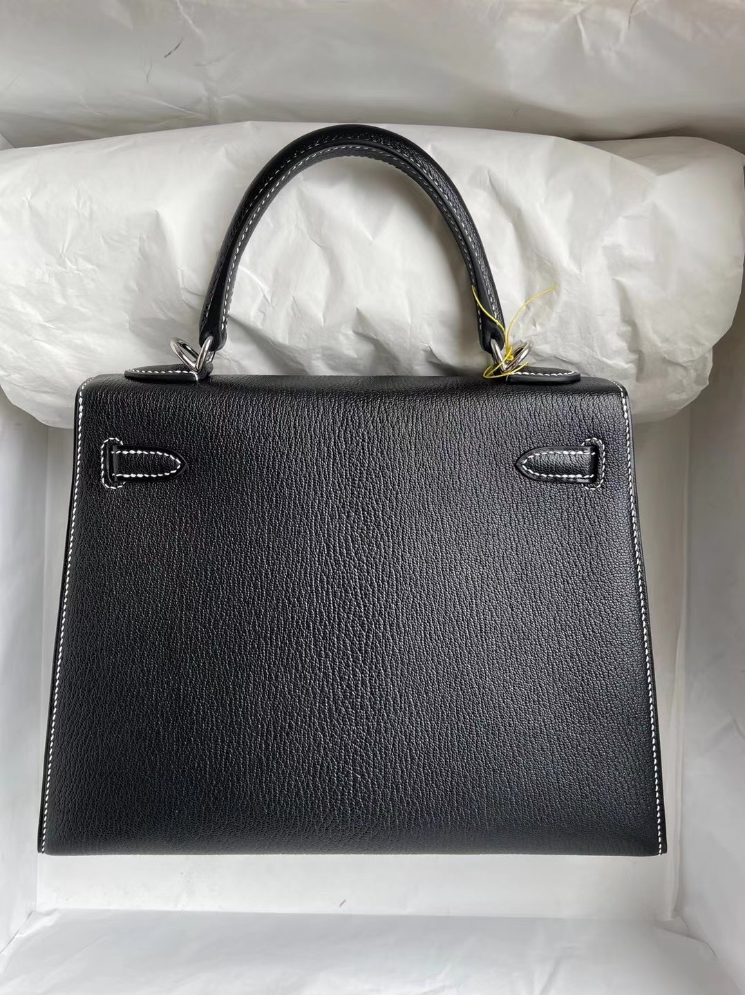 Hermes Kelly 25 Chevre 山羊皮 89 Noir 內拼Q5 Rose casaque國旗紅馬蹄印客定出