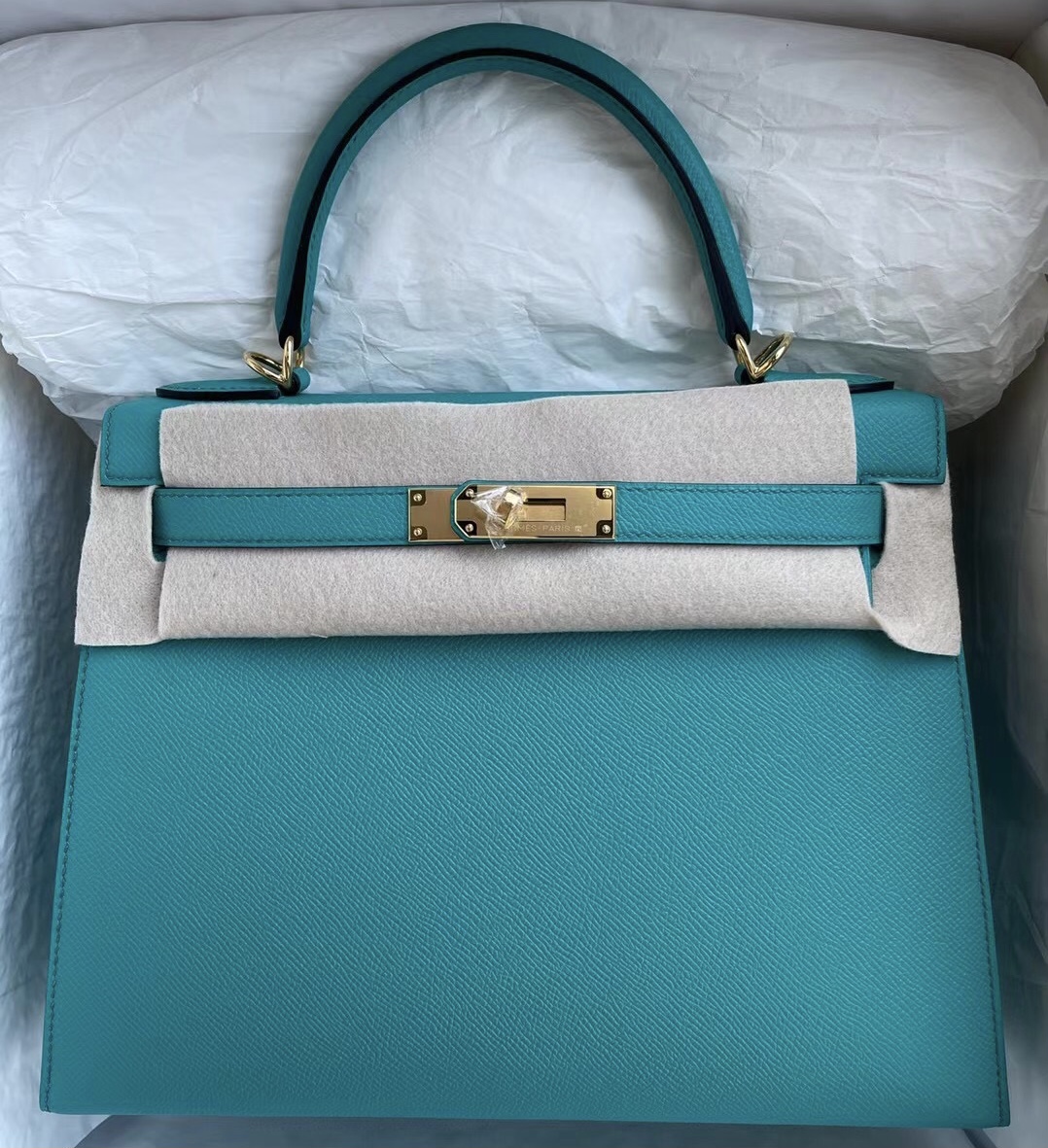 Hermes Kelly 28cm Epsom 7F Blue Paon 孔雀藍 8U Blue Glacier 冰川藍