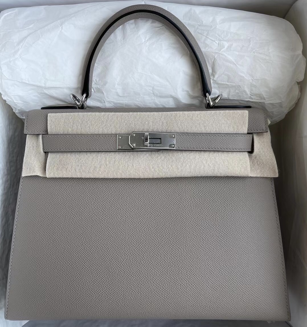 Hermes Kelly 28 Epsom 76 Blue indgo M8 Griss Asphalt P1 Rose Eglantine